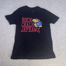 Kansas Jayhawks Rock Chalk NCAA Youth T Shirt Size Large 14/16 Black 100% Cotton - £12.04 GBP