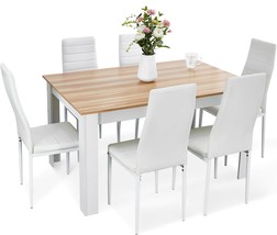 Dining Table And Chairs Set 6, 7 Pieces Kitchen Table Set With High Back Faux Le - $265.99