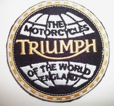 Triumph Motorcycle Biker British Embroidered Patch~3 1/8&quot; Round~Iron Sew On - $89.27 MXN