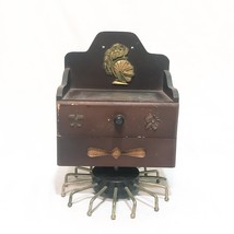 Tie Rack Music Box Cufflink Drawer Knight Fleur-de-lis Wood Made Japan 7&quot; - £22.73 GBP