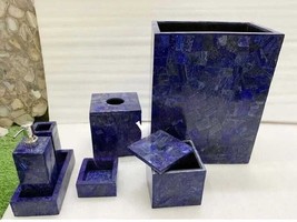Lapis Lazuli Marble Bath Set Handmade 7 Pcs Set Bathroom Accessories Home Decors - £1,241.37 GBP