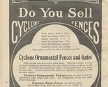 Cyclone Fences and Gates 1909 Magazine Ad Cyclone Fence Co Waukegan &amp; Cl... - $17.82