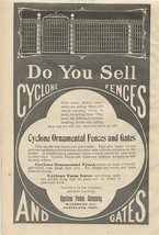 Cyclone Fences and Gates 1909 Magazine Ad Cyclone Fence Co Waukegan &amp; Cleveland  - £14.24 GBP