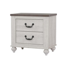 Two-Tone Nightstand with 2 Drawers - Vintage Linen/Ash Brown - £186.49 GBP