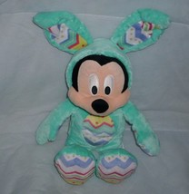 14&quot; Disney Easter Bunny Rabbit Green Mickey Mouse Stuffed Animal Plush Toy Doll - £20.20 GBP