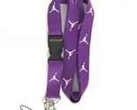 Purple and White Jordan Lanyard Keychain ID Badge Holder Quick release B... - $7.99