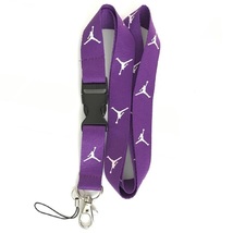 Purple and White Jordan Lanyard Keychain ID Badge Holder Quick release B... - $7.99