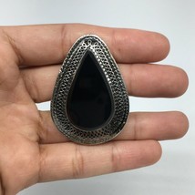 Antique Afghan Turkmen Tribal Teardrop Black Onyx Kuchi Ring Boho Statement,TR79 - £7.50 GBP