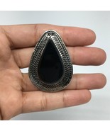 Antique Afghan Turkmen Tribal Teardrop Black Onyx Kuchi Ring Boho Statem... - £7.60 GBP