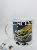 Coffee Mug Baby Yoda Star Wars Mandalorian Protect Attack Take Naps 20 Oz - £8.28 GBP