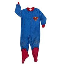 VTG Superman Child Footed Pajamas Supoer Hero Blue Red Size 7 - $54.40