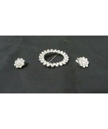 VINTAGE B DAVID CIRCLE BROOCH &amp; CLIP ON EARRINGS SET RHINESTONES - £21.30 GBP