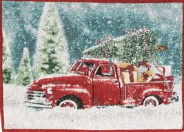 Set of 2 Tapestry Kitchen Placemats,13x18&quot;,WINTER,RED TRUCK W/CHRISTMAS ... - £10.15 GBP