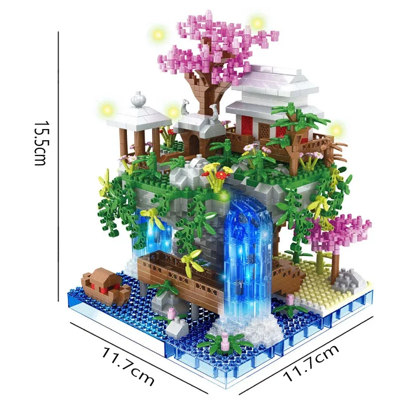 Ancient Architecture Peach Blossom Pond Castle Girl Model Building -1435pcs - $18.18