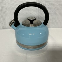 Kitchen Aid Blue &amp; silver Tea Kettle Teapot Whistling 2 Quart - $14.50