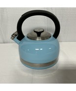 Kitchen Aid Blue &amp; silver Tea Kettle Teapot Whistling 2 Quart - $14.50