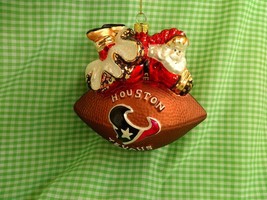 Touchdown Santa Houston Texans LARGE Glass Football Ornament NFL Licensed - £14.88 GBP