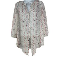 Maurices Womens Multicolor Sheer Printed Button-Front Blouse Size Medium - $215.66 MXN
