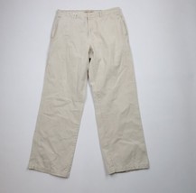 Vintage 90s Calvin Klein Mens 34x30 Distressed Spell Out Wide Leg Pants Beige - $59.35