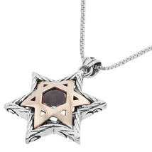 Magen David with Garnet stone Silver 925 Gold 9K Jewish Jewelry Judaica ... - £169.60 GBP