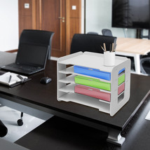 Stackable File Organizer Tray Desk Desktop Paper Document Tray Holder 5 ... - $40.99