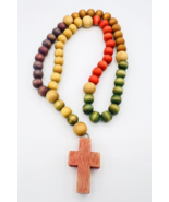 Chunky Colorful Dyed Wood Rosary Prayer Beads - £9.34 GBP