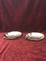 Pair Vintage Silver Plated Candy Nut Dish Footed Splat 9.5 X 7 Inch - £33.22 GBP