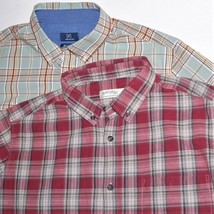 LOT OF 2 MEN&#39;S Sz LARGE / L PLAID SHIRTS ~ VGC ~ Long Sleeve Red Blue Gray - $25.73 CAD