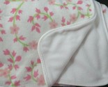 Northpoint white pink flowers green stems vines Baby Blanket fleece back - $31.18