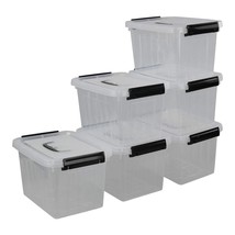 6 Quart Plastic Storage Box, Clear Storage Bins With Lid, Pack Of 6 - £39.28 GBP