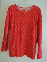 Ladies Top Size L Liz &amp; Co Country Calico L/S Paisley + Dot Print on Red... - £13.62 GBP