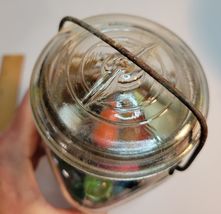 Acme 5 Star Shield Square Jar w Lid & Wire Bail Embossed Assortment of Marbles image 6