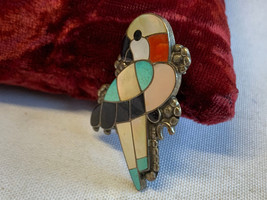 Sterling Silver Zuni Fetish Bird Pin / Pendant Combo 6.47g Semi Precious Stones - £47.44 GBP