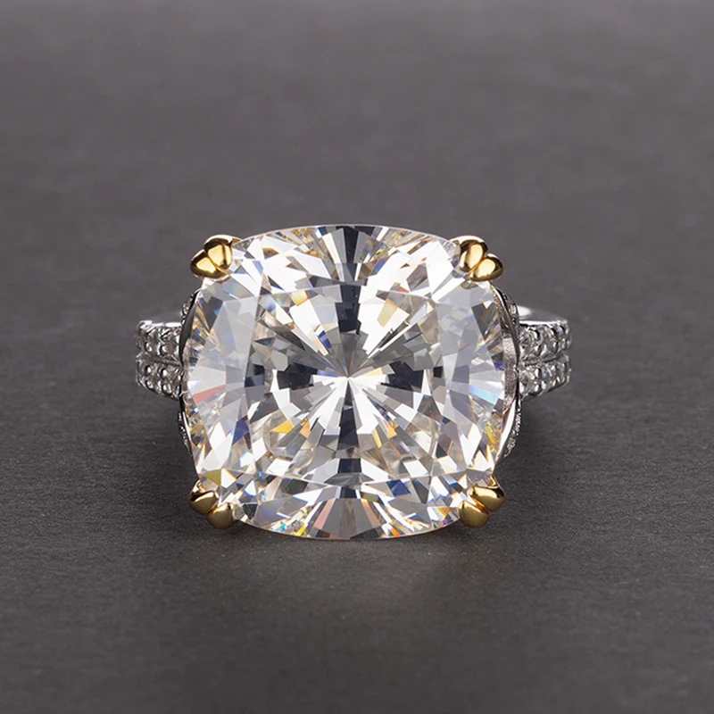 PANSYSEN  21ct Created Moissanite Big Stone Wedding Engagement Rings for Women   - £54.56 GBP