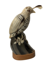 Quail Statue by Barry Stein Carved Horn Signed 8.5&quot; - £92.32 GBP