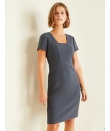 New Ann Taylor Winter Navy Seamed Square Neck Short Sleeve Sheath Dress ... - $59.39