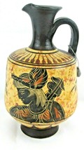 Vint. Made In Greece Ceramic Pottery Pitcher Depicting a Goddess w/origi... - $28.71
