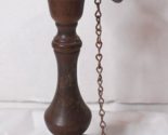 1960s Pewter Dilly Wood Spindle Metal Candle Holder w Snuffer Chain Hook... - $15.74
