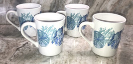 Royal Norfolk Coffee Tea Mugs 12oz White/Blue Starfish Reef Sand Dollars... - £46.45 GBP