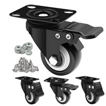 4 SET 2&quot; Heavy-Duty 600lbs Caster Wheels, Brakes Swivel for Cabinets Tab... - $35.59