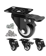 4 SET 2&quot; Heavy-Duty 600lbs Caster Wheels, Brakes Swivel for Cabinets Tab... - $35.59