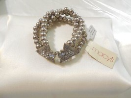 Department Store 7&quot; Silver Tone Simulated Diamond Arrow Head Bead Bracelet Y564 - £11.26 GBP