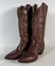 Vintage Justin Western Cognac Brown 9478 Lizard Skin Cowboy Boots Size 6... - £77.84 GBP