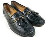 Mezlan Genuine Crocodile Loafers Black Tasseled Gold Bit Round Toe Mens ... - £90.23 GBP