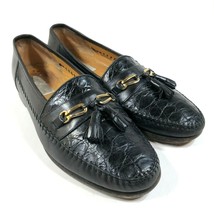 Mezlan Genuine Crocodile Loafers Black Tasseled Gold Bit Round Toe Mens ... - $112.19