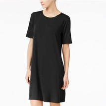 Eileen Fisher Viscose Jersey Round Neck Short Sleeve Dress Black Petite Large PL - £39.18 GBP