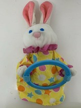 Avon vintage 1989 Easter bunny rabbit hand puppet yellow blue pink polka... - $14.84