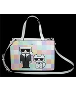 Carl Lagerfeld Blush Combo Straps Checkered Cutouts Satchel Handbag NWT ... - $150.43 CAD