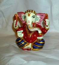 High Gloss Enamel Hand Painted Elephant Figurine Miniature 3&quot; - $13.86