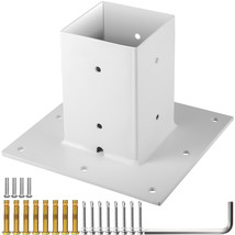 VEVOR Post Base Mailbox Base Plate 4&quot;x4&quot; White Powder-Coated Steel Surfa... - £46.14 GBP